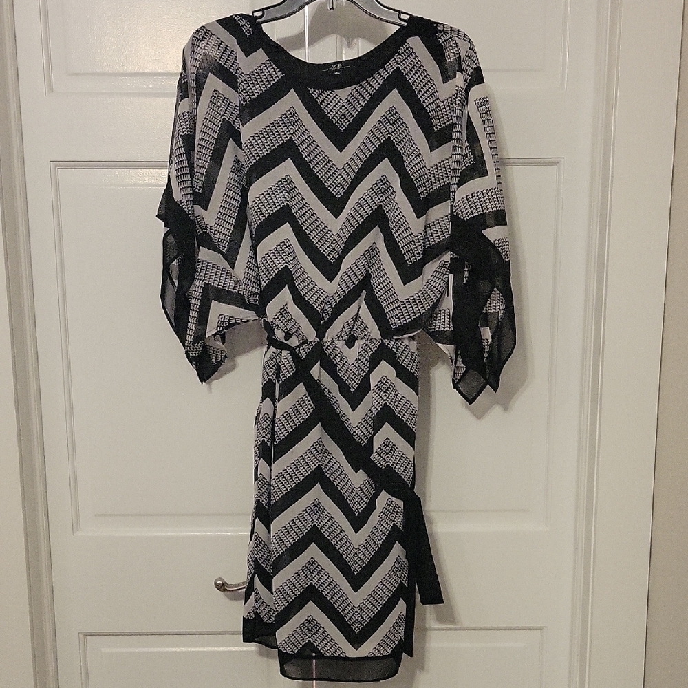 Chevron Patterned Black and White Dress